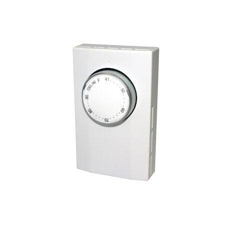 King Electric Line Voltage Thermostat, Single Pole, Cool Only, 120/277V AC, 18 to 22 A, White KI316307